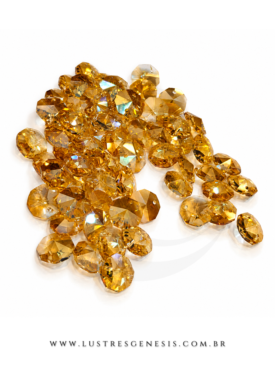 Cristal castanha âmbar K9 multifacetado de 14mm com 2 furos para lustres, feng-shui e artesanato